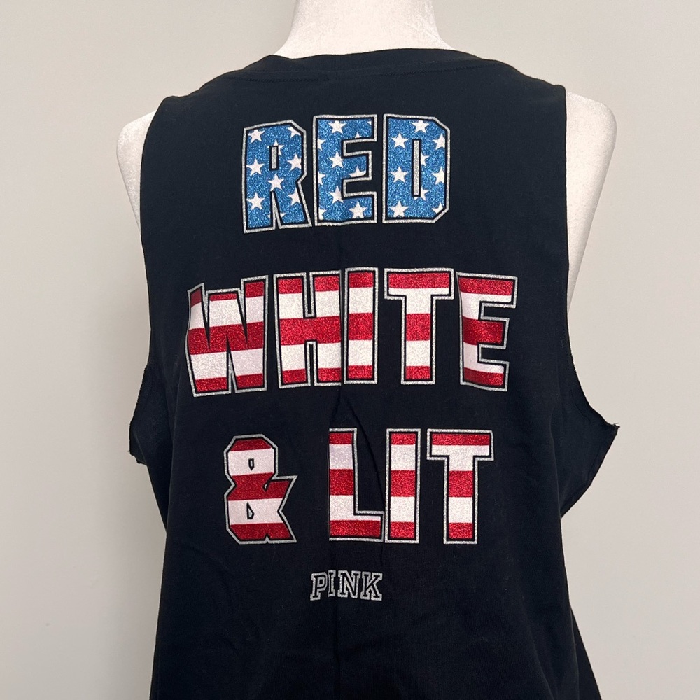 PINK Top with Red, White, and Lit Graphic